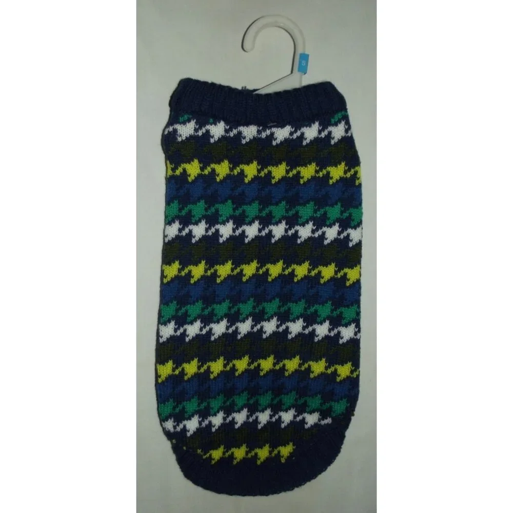 Top Paw Dog Sweater (lot of 4)Size Small navy blue houndstooth green yellow gray